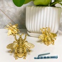 3Pcs Golden Bee Knobs - Solid Bee Handles - Antique Bee Dresser Knobs, Cabinet Bee Handles for Furniture Decor DIY (Golden)