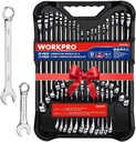 WORKPRO 32-Piece SAE & Metric Combination Wrenches Set, 20-Piece Standard wrenches and 12-Piece Stubby Wrenches with Organizer Tray, Cr-V Steel Mirror Chrome Polished