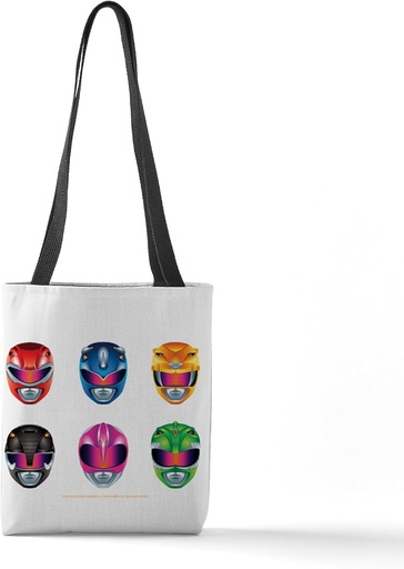 [BRSRMCQYAUGRAH3L] CafePress Power Rangers Helmet Icons 13"x13" Reusable Grocery Shopping Sling Tote Bag