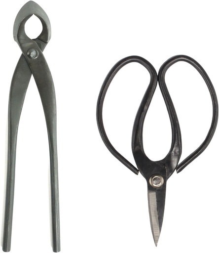 [BRSWIZABDNYQ4ELU] BambooMN Bonsai Starter Tool Kit 2pc Set - 11" Concave Cutter, 7" Heavy Duty Shear