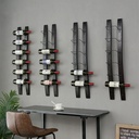 Wall Mounted Wine Rack, Barrel Stave Wine Rack, Imported Pine Wood and Metal Wine Bottle Holder Rack - 6 Bottles 40x7.6inch (Red Wine Color)