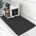 Absorbent Dish Drying Mat - Rubber Backed, Fits Under Coffee Maker - Dark Grey, 12"x19"