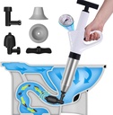 Toilet Unclogger, Toilet Plunger Air Drain Blaster, Drain Clog Remover Tool, Stainless Steel Toilet Pipe Unclogger Plunger Gun for Sink, Toilets, Bathroom, Shower, Kitchen Clogged Pipe - White