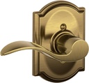 SCHLAGE Accent Lever with Camelot Trim Non-Turning Lock in Antique Brass - Left Handed