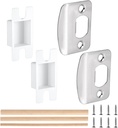 2 Sets Door Strike Plates, Standard Door Latch Restorer with Dust Box Strike Plates for Interior Doors Universal Security Door Lock Hardware Repair Kit with Screws & Dowels