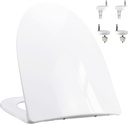 18In Toilet Seat, Soft-Close Toilet Lid, Non-Slip Bumpers, Quick Release Toilet Seat Hinges Easy to Install & Clean, Including Two Sets of Parts, White (A-520)