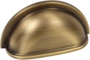 Cosmas 10 Pack 4310BAB Brushed Antique Brass Cabinet Hardware Bin Cup Drawer Handle Pull - 3" Inch (76mm) Hole Centers