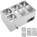 4 Pan Commercial Food Warmer 21 Qt Capacity 850W Stainless Steel Electrical Bain Marie Buffet Food Warmer Steam Table with Temperature Control & Lid for Home, Party, Catering, Restaurants