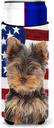 USA American Flag with Yorkie Puppy / Yorkshire Terrier Ultra Beverage Insulators for slim cans