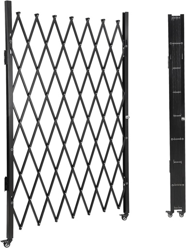 [BRSREFL6BEPA4ELL] Expandable Folding Security Gate - 85" H x 95" W, Heavy Duty Steel Construction with Powder Coating, 360° Locking Casters, Easy Install for Driveways, Gardens, Storefronts & Commercial Use