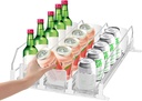 Longzhuo Drink Organizer for Fridge,Automatic Smooth Pusher Glide Fridge Organizer, Soda Dispenser with Width Adjustable, Beverage Organizer for Freezers, Supermarkets, Retail Stores