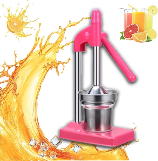 [BRSREA33O4PQGADZ] Cast Iron Juicer Hand Press, Heavy Duty Cast Iron Manual Juicer, Manual Juicers Stainless Steel Lemon Squeezer, Easy to Clean, Home and Kitchen (Pink)