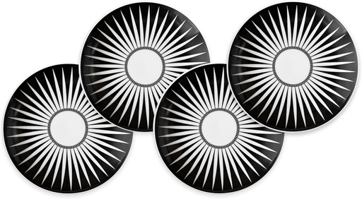 [BRSROAYYCB7BQ2TZ] Caskata Unique Design Appetizer Plates Set of 4 | High-Design Lead-Free Porcelain Dinnerware Dessert Plates Set | Black Dinnerware Set for Entertaining Everyday, Wedding or Birthday Gifts | 6.35 in