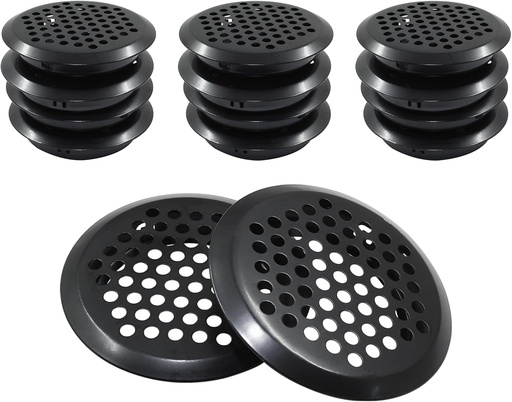 [BRSRO2YEAAOREYLZ] 20Pcs Black Air Vents Round Soffit Vents, 2''/53mm Circular Soffit Vents Stainless Steel Circular Soffit Vent Mesh Hole Louver for Kitchen, Bathroom, Cabinet and Wardrobe