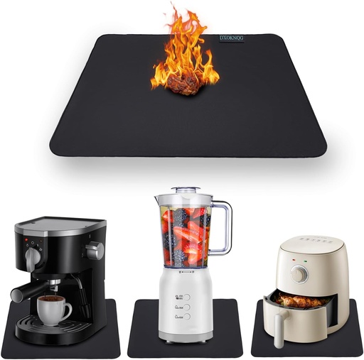 [BRSREHT3OB5AA2T7] Heat Resistant Appliance Mat, Black, Non-Slip Kitchen Counter Protector, Large Size for Coffee Maker, Blender, Air Fryer (1, 16 * 20)