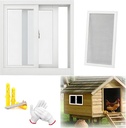 Shed Windows, Basement Window 20 24 27 29 30 31 35 36 40in Aluminum Alloy Sliding Window with Tempered Glass and Screen, Mobile Home Windows Replacement for Bathroom Chicken Coop(White,26X22")