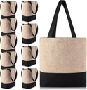 Paterr 10 Pcs Burlap Tote Bag Bulk Set Christmas Jute Tote with Handles Reusable Blank Large Burlap Gift Bags Bulk Black and Jute for Xmas Holiday Bridesmaid Gift Shopping Travel, 12 x 14 x 5 Inch