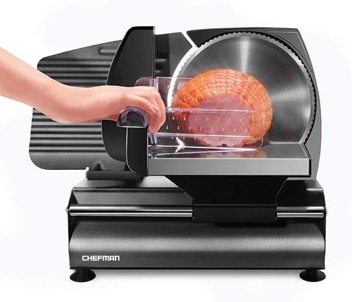 [BRSWGEI5OYOQEDLV] Chefman Electric Deli Slicer With Adjustable Slices, Stainless Steel Blades, Safe Feet - For Ham, Cheese, Bread, Fruit & Veggies