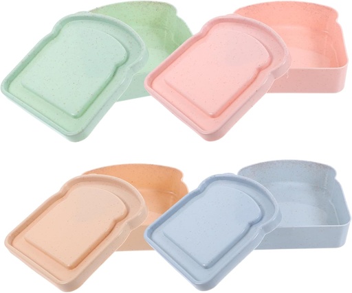 [BRSRAGILCUMRSYAU] PRETYZOOM 4pcs Portable Lunch Box Toast Slice Waffle Containers Sandwich Boxes for Adults Reusable Sandwich Containers Sealing Lids Compact Storage for Bread