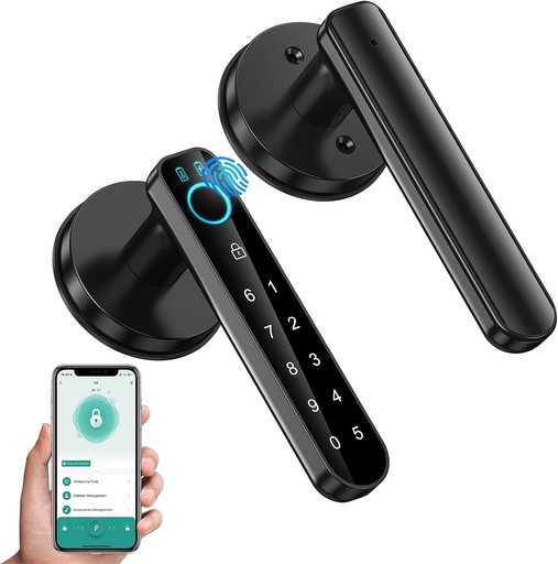 [BRSROYI7BEAWK3AU] Fingerprint Door Lock- Smart Door knob,biometric Door Lock，with passcode keypad keyless Entry Door Handle，for Bedroom Home Hotel Office Apartment (Black with APP)