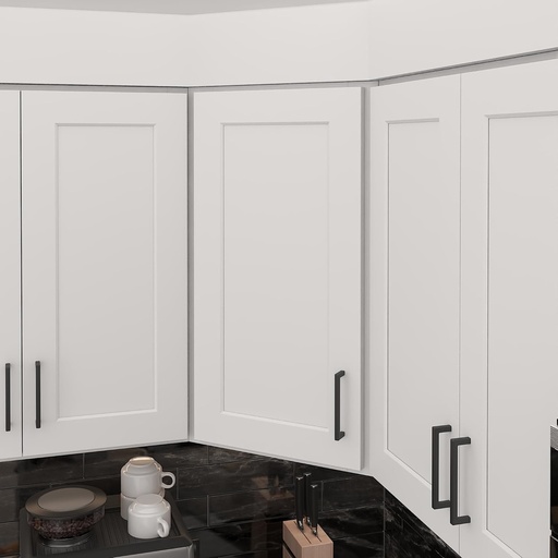 [BRSRE2Q7PN6WC2A6] Furinno Shaker Wall Diagonal Kitchen Cabinet with 1 Door 2 Shelves, Ready to Assemble, 12 D x 24 W x 30 H, White