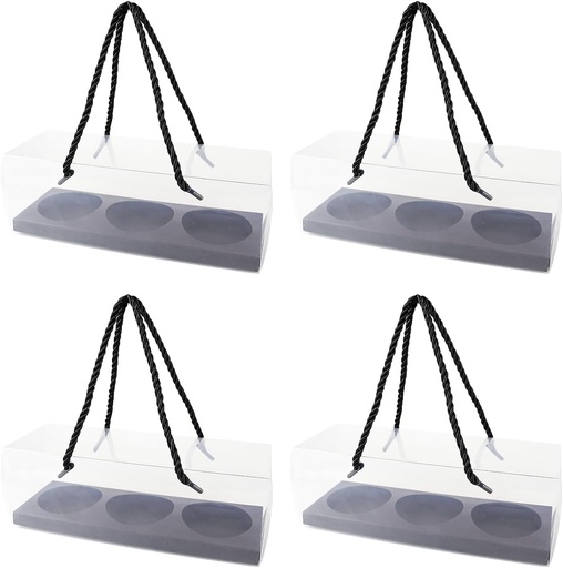 [BRSRAYITBZ6BAFL7] 10Pcs Clear Cupcake Boxes with Handles and Inserts 3 Compartments Cookies Candy Box Plastic Cake Carrier Baked Dessert Box for Wedding Party Favor（Black）