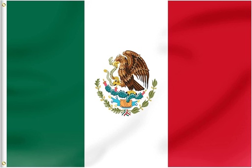 [BRSRMGL6DN6BOAY3] Mexico Flag 3x5 Ft Outdoor - Vivid Color Fade Proof Polyester Mexican MX National Flags with 2 Brass Grommets (Mexico Flag)