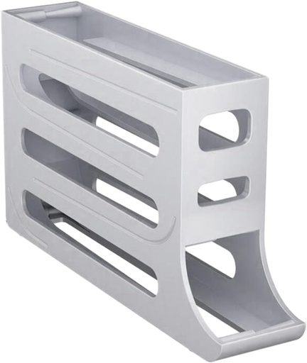 [BRSROBA6ABYAKFAZ] Rolling Egg Dispenser 4 Tier Egg Tray Large Capacity Automatically Fridge Rolling Egg Container for Cabinet Housewarming Gift, gray