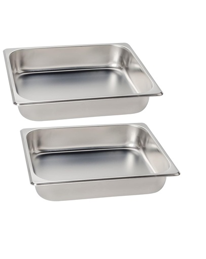 [BRSWKYALCN7ROFTU] 2 Pack 1/2 Size Chafer Food Pan Stainless Steel Steam Table/Hotel Pan - 2 1/2" Deep