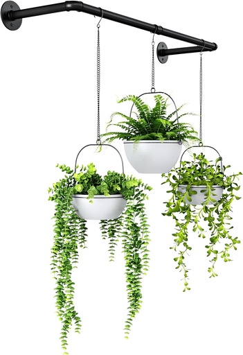 [BRSRMEIYOZ6BSC37] Bamworld Hanging Planters for Indoor Plants Plant Hanger Indoor Hanging Plants Rod 36.2in Window Plant Shelves Metal Rod Pot/Chain/Plant Not Included