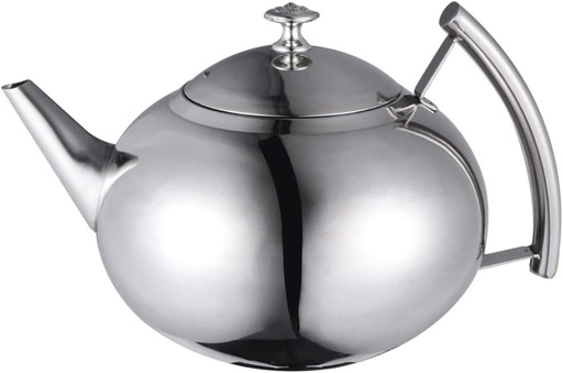 [BRSRAAITOQCWCGQ2] Tea kettle, Metal Coffee 1pcs Stainless Steel Teapot Thicken Tea Pot Steel Tea Boiling Kettle Water Kettle 304 Stainless Steel Tea Pot with Removable Infuser Coffee Espresso Machine (Silver 23X15CM)