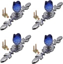 4 Pack Drawer Dresser Knobs Pull Handles,Rose Flower Clear Crystal Glass Decorative Knobs with Plate,Cabinet Cupboard Door Knobs with (Large -Blue)