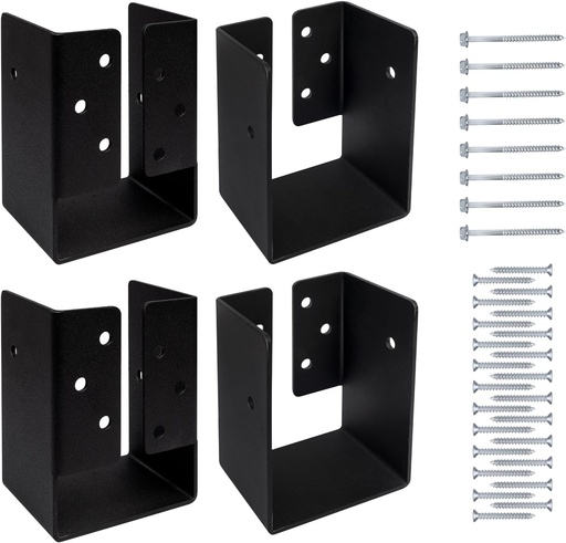 [BRSRAZQTBEDWA23F] 4pcs 4"x6" Concealed Joist Hanger Bracket Fit for 4"x6" Beam,Swing,handrail,and Fence