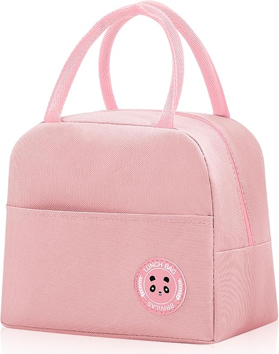 [BRSRAGL4AAMRGCL6] Insulated Lunch Bag for Men Women, Small Portable Reusable Lunch Cooler Tote Bag, Leakproof Thermal Lunch Box for Work Picnic Travel, Pink