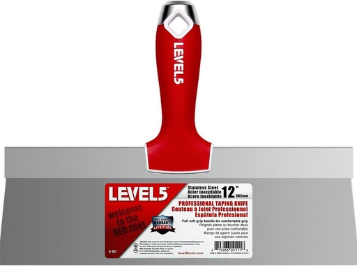 [BRSWGZA3OEOQ2DTJ] 12" Soft-Grip Stainless Steel Taping Knife - LEVEL5 | Pro-Grade | Metal Hammer End | 5-137