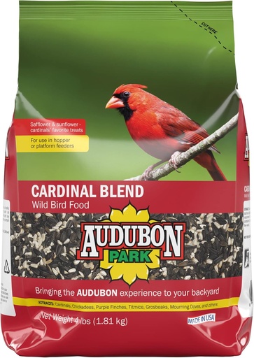 [BRSWIYL6CYJQ4AD4] Audubon Park Cardinal Blend Wild Bird Food, Cardinal Bird Seed for Outside Feeders, 4-Pound Bag