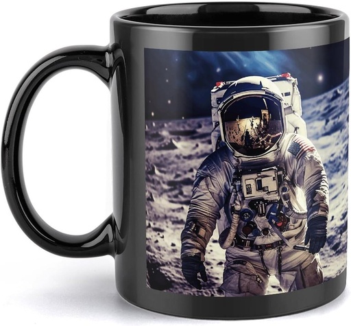 [BRSRAAL6AAAR6AIV] US Astronaut Travel Moon Travel Mug Ceramic Large Ceramic Coffee Mugs with Handle, Porcelain Mugs- Perfect for Coffee Tea Espresso Other Beverages