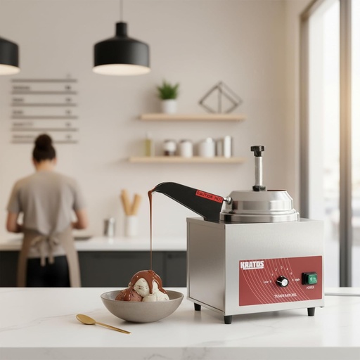 [BRSW2GTRBUORAYAY] Kratos Commercial Hot Topping Dispenser with Heated Spout. 3.5 Quart Capacity - Accepts #10 Cans. Countertop Stainless Steel Warmer & Dispenser for Cheese, Hot Fudge, Caramel Sauce. 120V (29M-008)