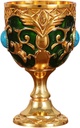 Vintage Medieval Goblet Alloy Wine Cup Reusable Multipurpose Gifts Party Supplies Engraved Vintage Decoration Glass, Gold Green