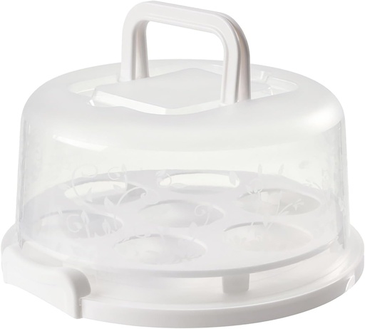 [BRSRAHTQC4HGMDY3] Portable 7 Slot PP Round Cake Carrier, Transparent Lid & Handle, Ideal for Cheesecake And More, Secure Cake Carrier with Lid