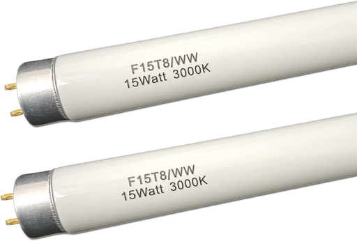 [BRSROCTRBUAWCAA6] 18 inch F15T8/WW Fluorescent Light Bulb 15watt F15T8-KB Warm White Replacement Tube,3000K Soft White T8 Linear Lamp for Kitchen and Bath