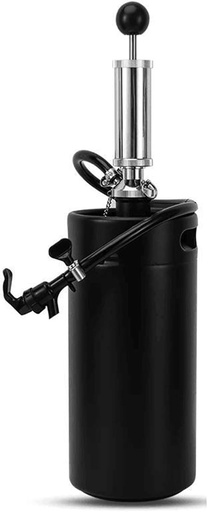 [BRSREHT3CAPRYFLU] 3.6L Mini Keg With 4Inch Keg Party Pump For Beer Dispensing,Beer Growler & Picnic Tap & Gas Pump Beer Brewing Equipment(3.6L Black)