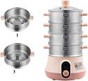 NEWTRY Electric Food Steamer 3-5 Tier Vegetable Steamer Multifunctional Stainless Steel for Cooking Vegetables Grains Meats Egg Stackable Baskets with Timer (4 Layer)