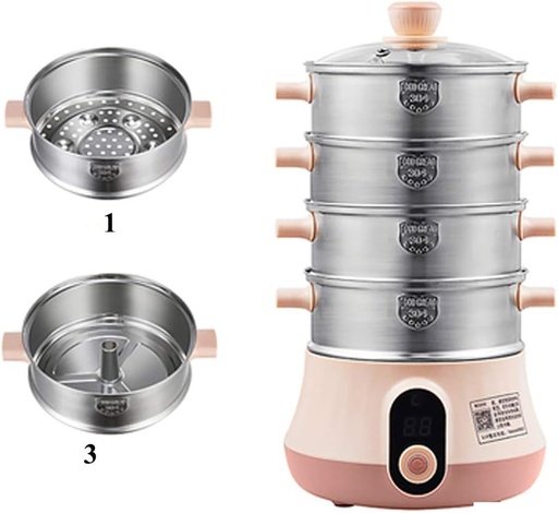 [BRSWYYIBDIFQAALG] NEWTRY Electric Food Steamer 3-5 Tier Vegetable Steamer Multifunctional Stainless Steel for Cooking Vegetables Grains Meats Egg Stackable Baskets with Timer (4 Layer)