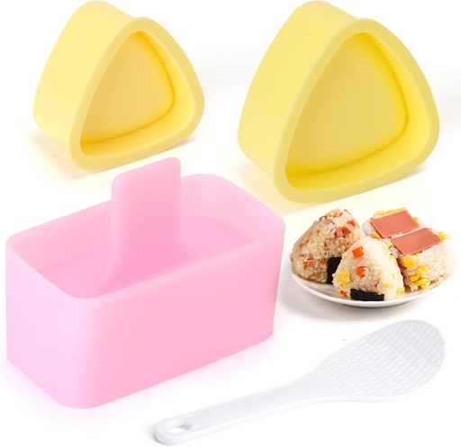 [BRSREYATPMMQGYD2] 3 Pack Onigiri Sushi Maker Mold kit， Classic Triangle Rice Musubi Press Mold for Kid Lunch Bento, Home DIY