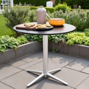 PHI VILLA 30” Round Metal Bistro Table, Outdoor Small End Table for 2-4, All-Weather Modern Dining Side Furniture for Patio, Deck, Yard, Porch, Balcony - Black