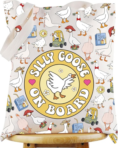 [BRSRABQZOUGQ43QZ] WZMPA Goose Play Tote Bag Goose Gamer Gift Silly Goose On Board Shopping Grocery Bag Goose Merchandise