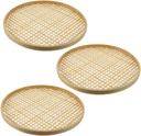 3pcs Bamboo Sieve Round Baskets Woven Storage Baskets Woven Tray Fruit Rattan Tray Fruit Natural Bamboo Colander Weaving Sieve Vegetable Food