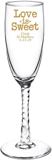 [BRSWG2QLBUNGE2TG] Personalized Color Printed Tall Shot Glass - Love Is Sweet - Gold - 72 pack