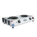 Cadco CDR-1T Countertop 21.25" W Double Burner Electric Hot Plate, Heat Control, Stainless Steel, 120-Volt, 12 lbs, For Commercial Use